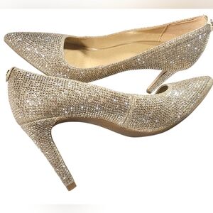 Michael Kors Rhinestone Pointed-Toe Pumps Gold Heels. 7.5